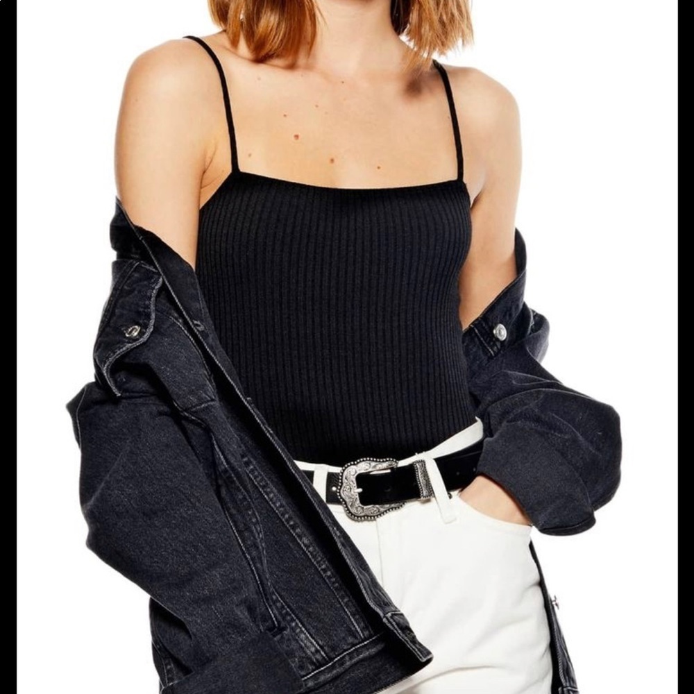 Topshop Square Neck Ribbed Bodysuit